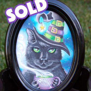 SOLD - Georgette The Witch Cat- Original Copic Marker Drawing