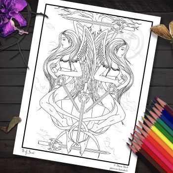 5 of Swords - Coloring Page