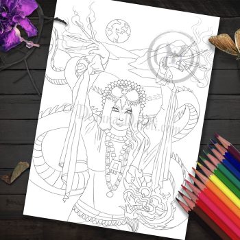 9 of Wands - Coloring Page