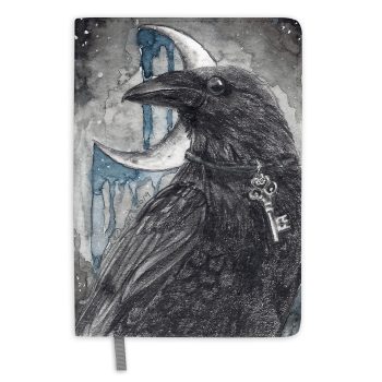 Raven with Crescent Moon Journal