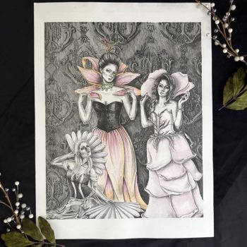 Garden of Live Flowers - Original Pencil Drawing