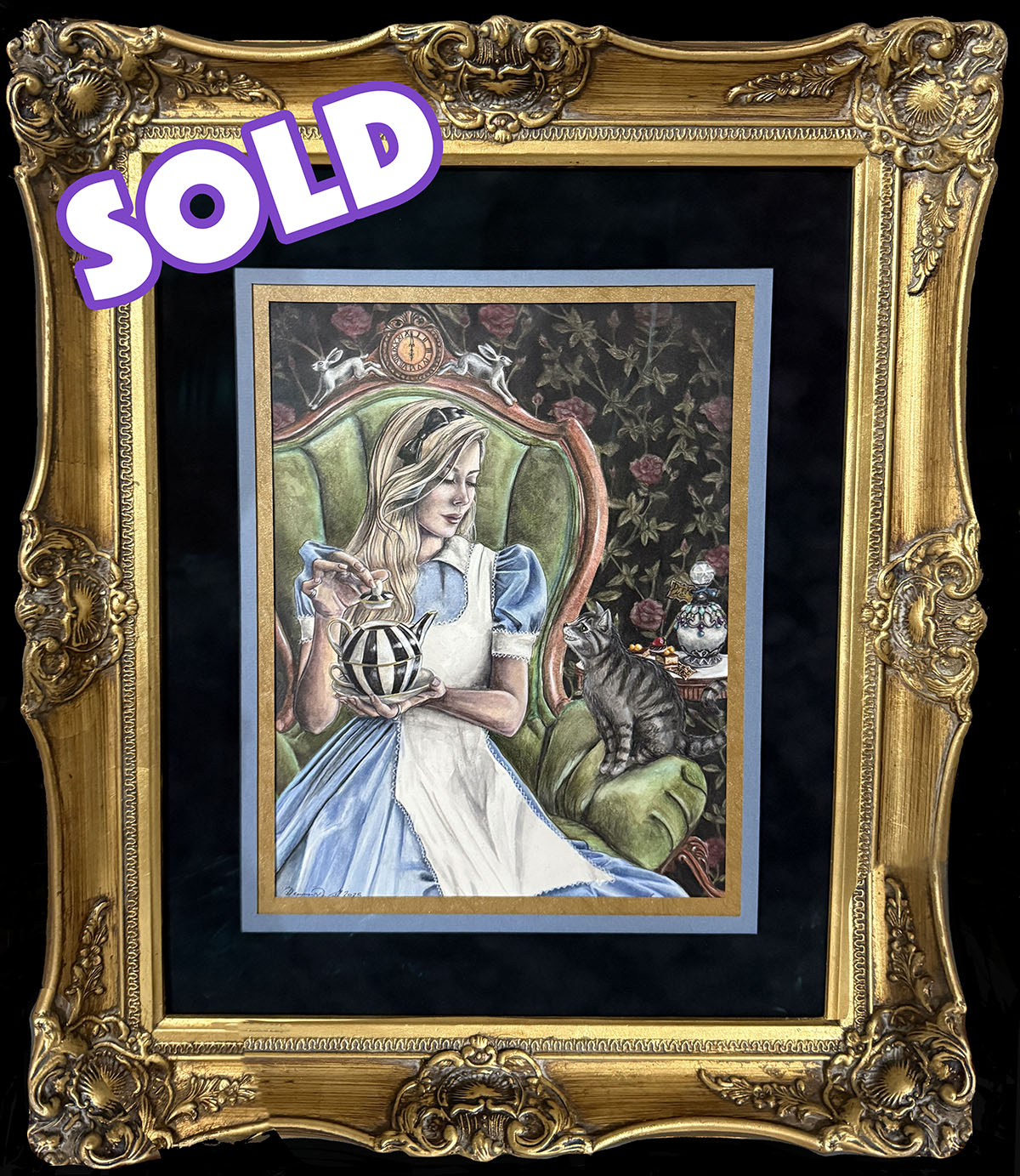 SOLD - Tea Time - Original Mixed Media Drawing